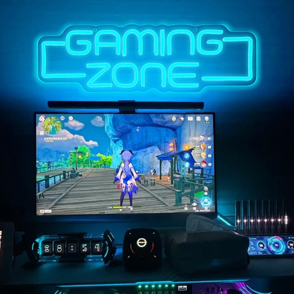 RuCvixkt Gaming Zone Neon Sign,Game Zone Neon Sign for Teens Gamer Room Decor,Gaming Light Neon Sign for Gaming Wall Decor,Led Neon Gaming Sign for Gamer Gifts Boys