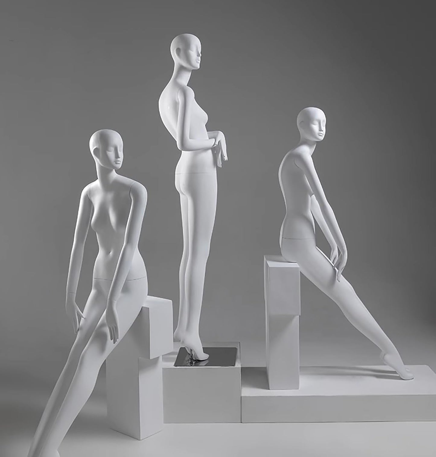 Matte White Female Mannequin with Head - Tall Dress Form Torso, Detachable Dummy for Home, Retail Store, Online Shop - Perfect Display for Clothing & Fashion(Style3)