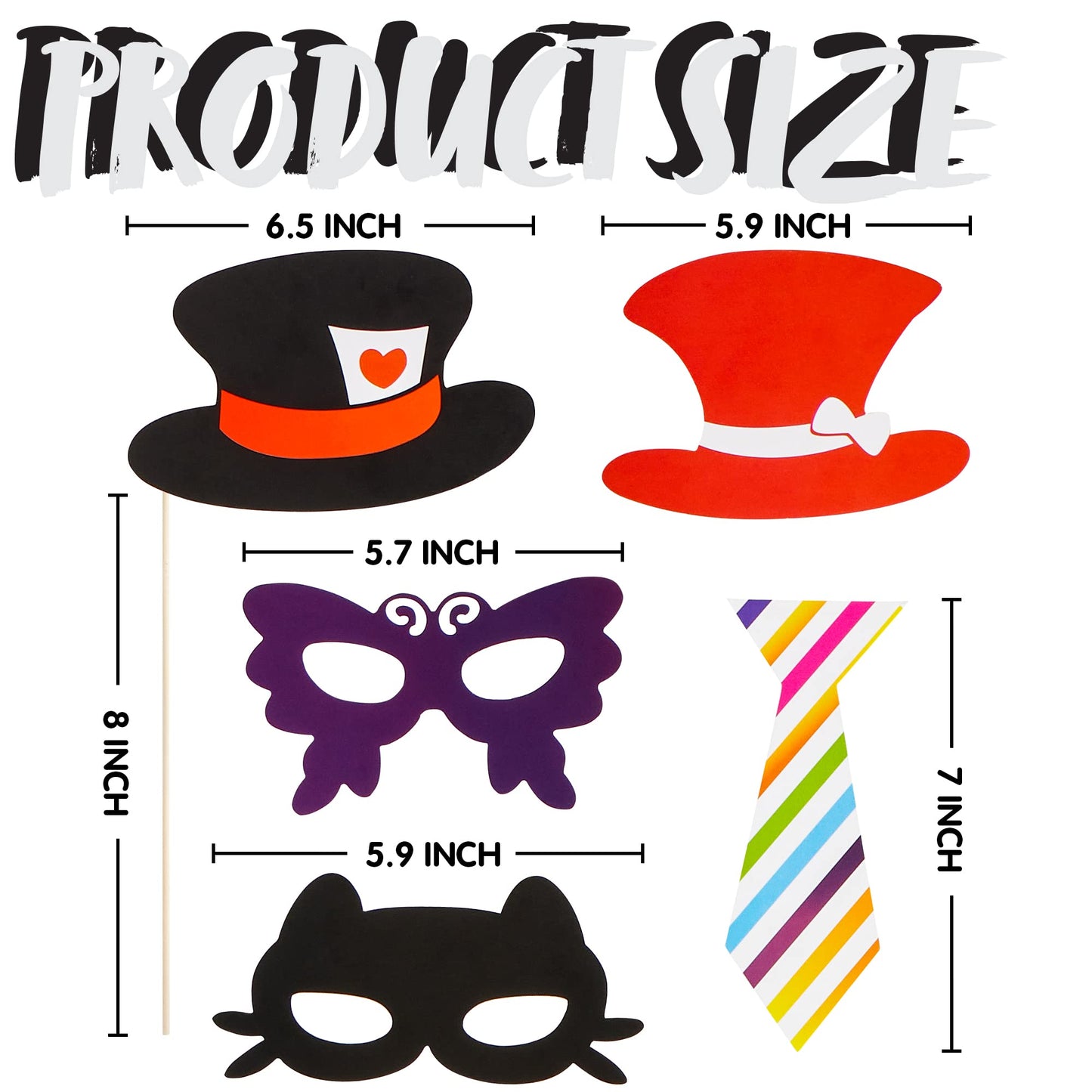 Joyin Toy Photo Booth Props 66 Pieces,Multicolor Kit for Graduation Wedding Party Supplies Favors,with Stick, Hats, Glasses, Mouth, Bowler, Bowties