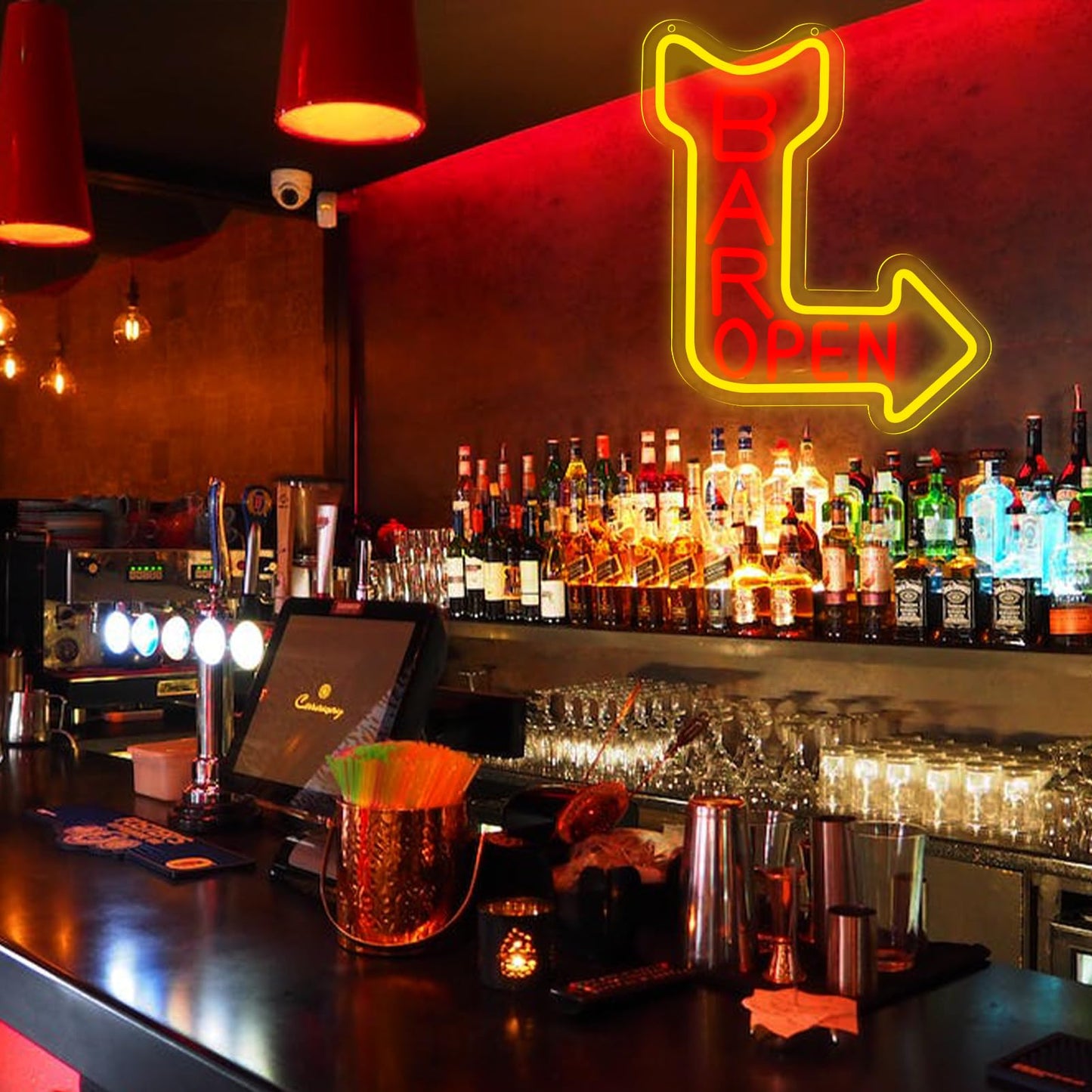 qbanziou Bar Open Neon Signs for Wall Decor,Open Signs for Business,Led Neon Light for Man Cave, Bar,Pub,Christmas Birthday Party Gift