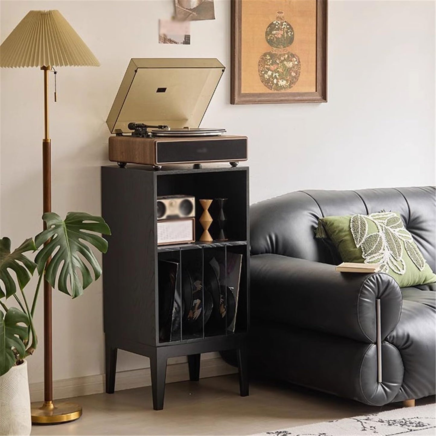 XJOYSL7921 DVD Storage Storage Rack Multi-functional Vinyls Record Storage Cabinet Wooden Display End Table for Living Room Bedroom CD Rack Tower