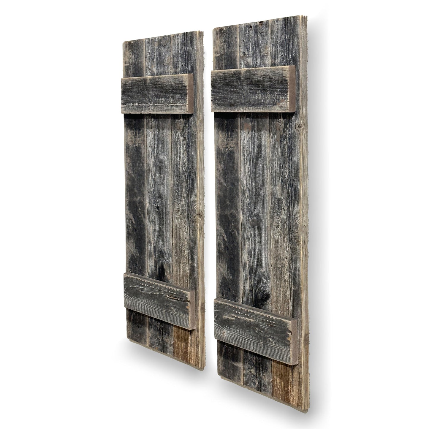Rustic Revival | Rustic Shutters Made from 100% Reclaimed Weathered Wood β Set of 2 β Farmhouse Barnwood Style Wall Decor β Real Wood Handmade in The USA (11"x30")