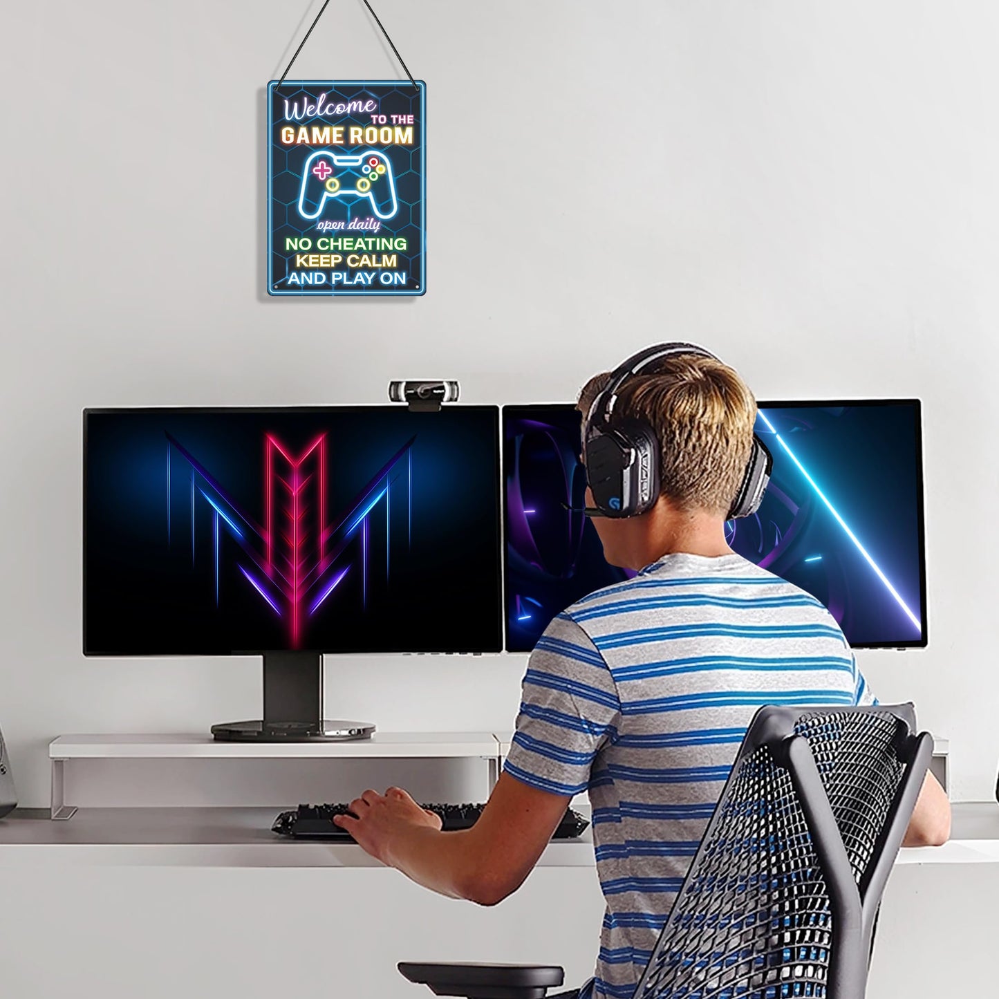 Welcome to the Game Room Neon Sign - Game decor for boys room,Perfect Gamer Gift for Son, Friends, Game Lover๏ผ11 * 8inches๏ผRope included๏ผ