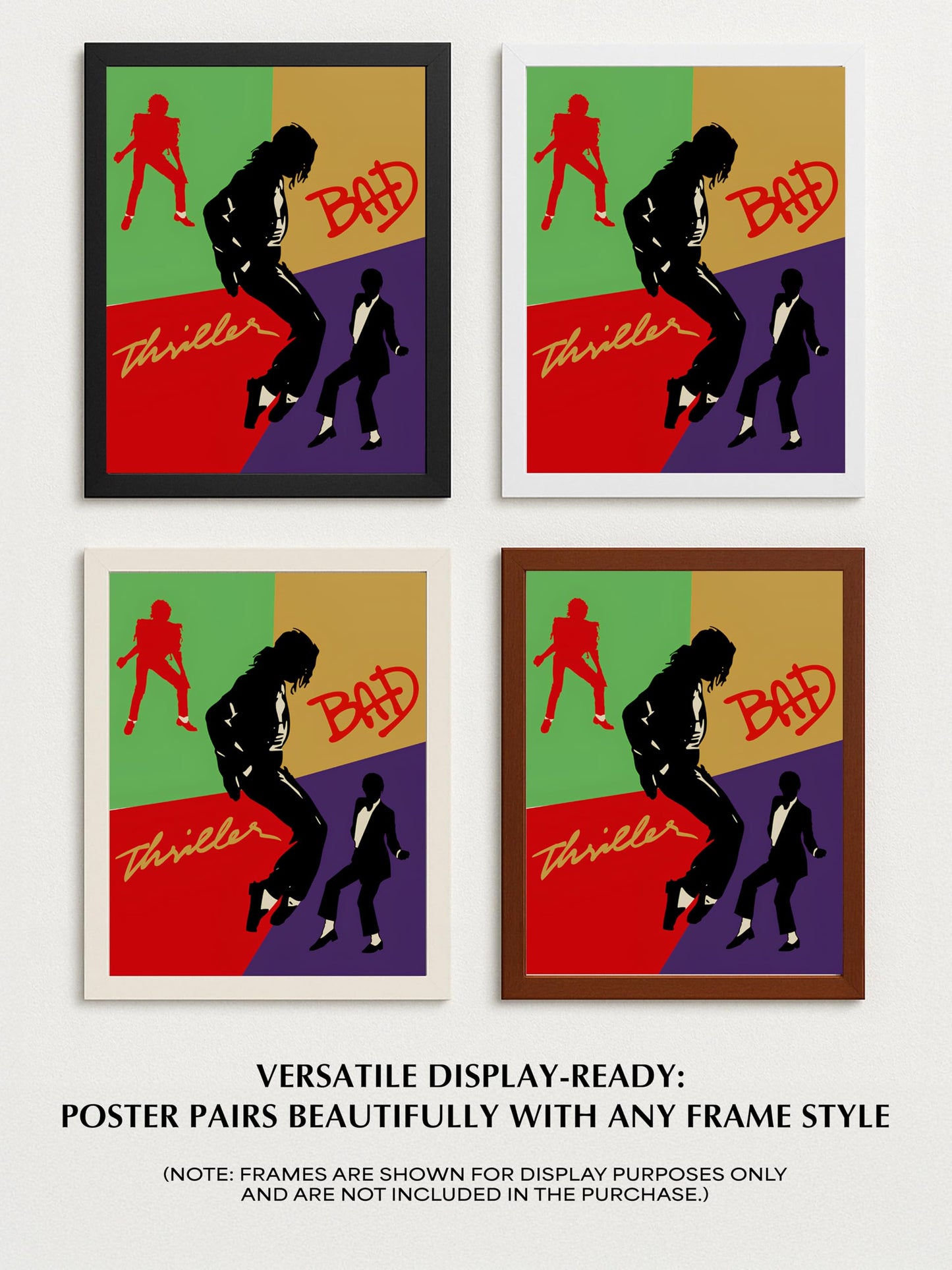 80s Pop Legend Wall Art β Thriller & Bad-Inspired Silhouette Poster Print | Retro Music Decor for Bedroom, Studio, or Living Room (Unframed, 11x14 Inches)