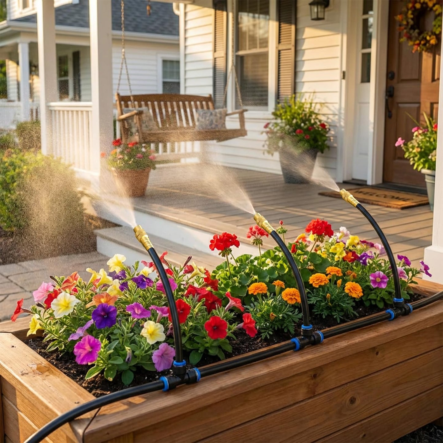 Starrey Drip Irrigation System, 2026-Upgrade 50Ft 1/4" Garden Watering System with 12 Pcs 360° Adjustable Copper Nozzles, DIY Kit for Garden, Lawn, Greenhouse, Raised Beds & Outdoor Plants