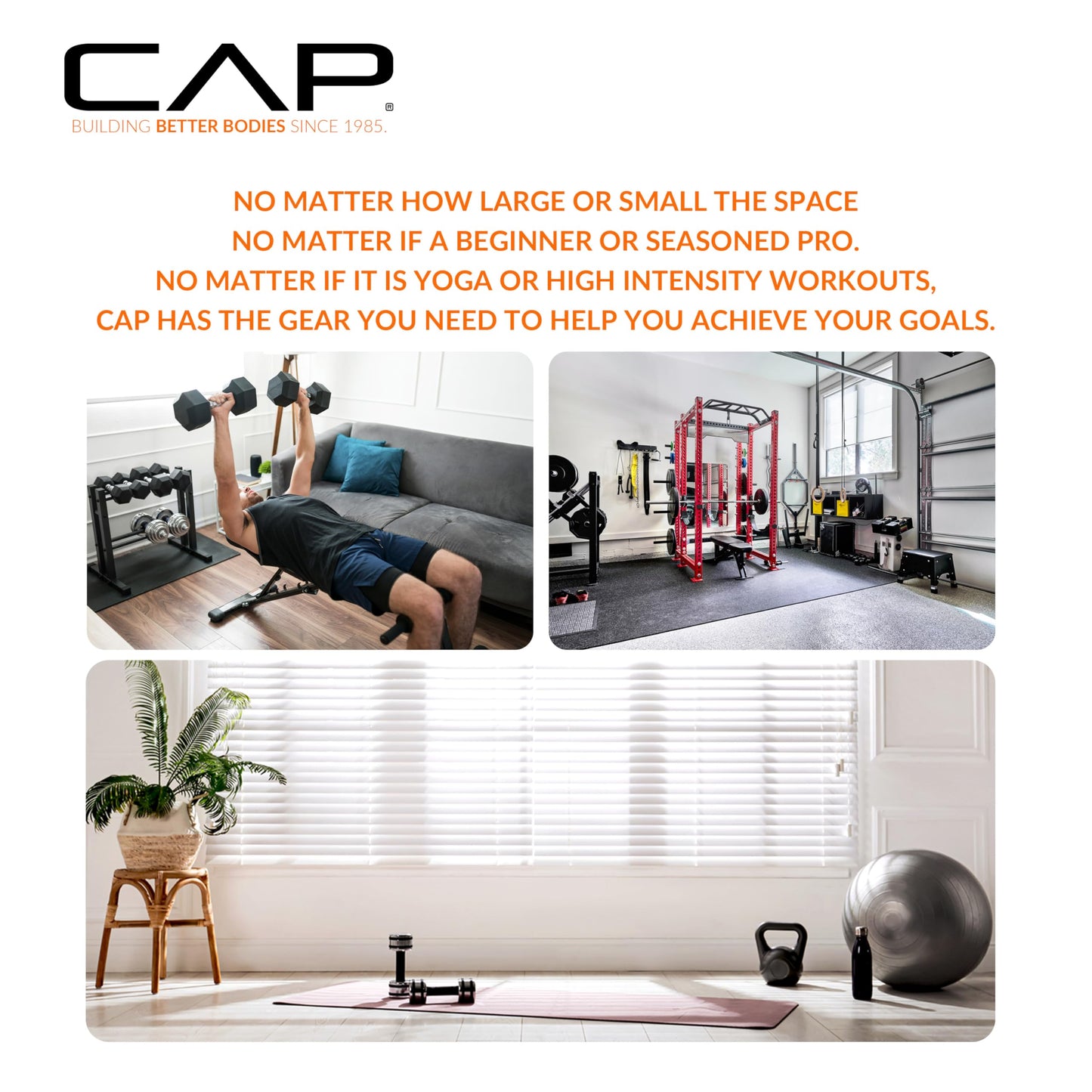 Cap Power Rack with Pull Up Bar & Attachments - Squat Rack & Strength Training Power Cage for Home Gym - Gray