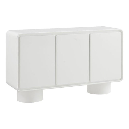 Modway Lumo Modern Sculptural 3 Door Accent Cabinet in White – Rounded Edge Storage Cabinet for Living Room or Entryway – 55 Inch Contemporary Sideboard with Concealed Storage