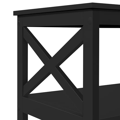 Yaheetech Wood 2-Tier Black Coffee Table with Storage Shelf for Living Room, X Design Accent Cocktail Table, Easy Assembly Home Furniture, 39.5 x 20 x 18 Inches