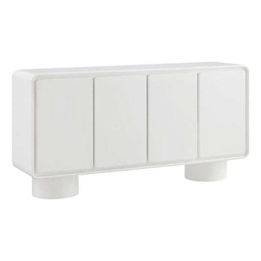 Modway Lumo Modern Sculptural 4 Door Accent Cabinet in White – Rounded Edge Media Storage Console for Living Room or Entryway – 63 Inch Contemporary Sideboard with Concealed Storage