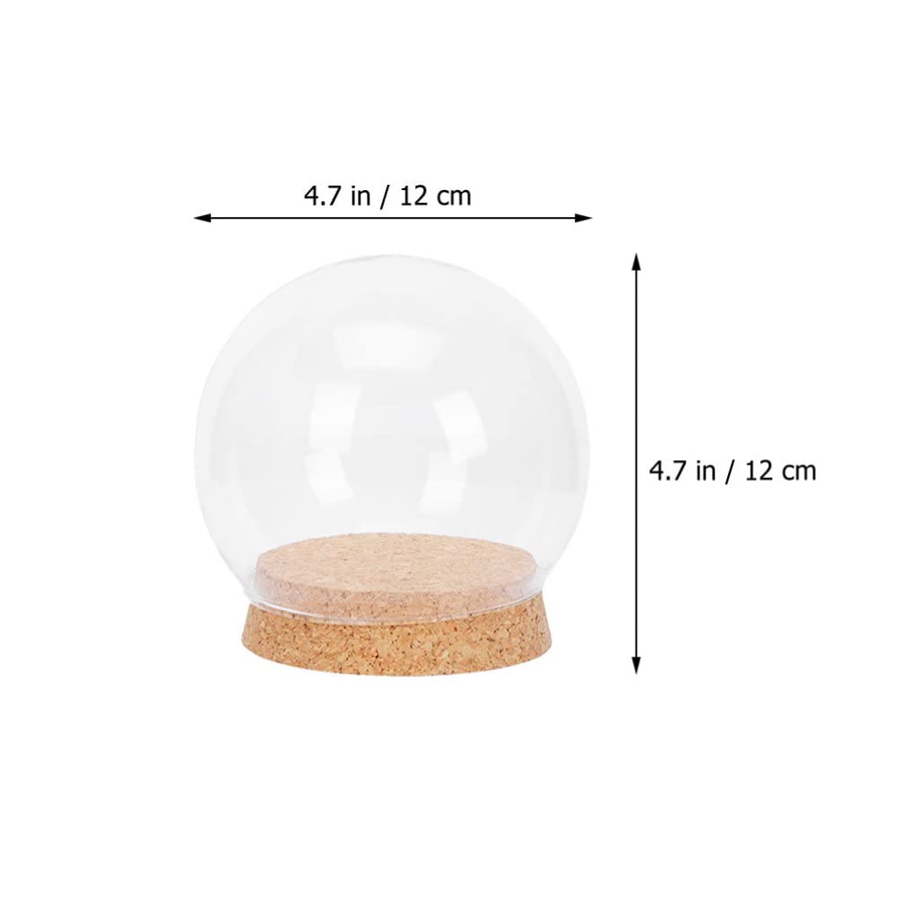 Homoyoyo Cloche Glass Dome 4pcs Glass Dome Cloche with Lights Wood Base Globe Terrarium Jar Eternal Flower Cover Holder Ornament Stand for Lanscape Rose 12CM Globe Plant Terrarium