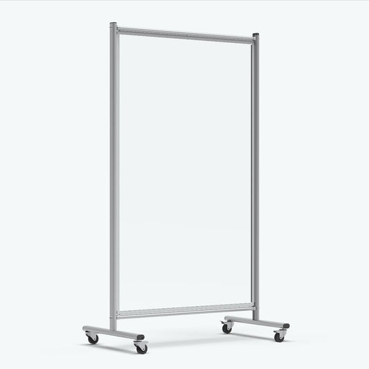 FSE 373-MD4072W Mobile Magnetic Whiteboard Room Divider, 75" Tall Double-Sided Board, Sound Proof Partition Wall Divider with Locking Casters, Steel Frame, Ghost-Resistant Surface, White/Silver