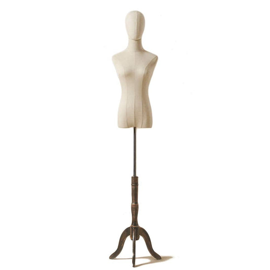 Premium Female Mannequin Display Head Turns Torso Maniki Dress Form with Adjustable Tripod Stand,for Clothing Model Display,Without Arms M