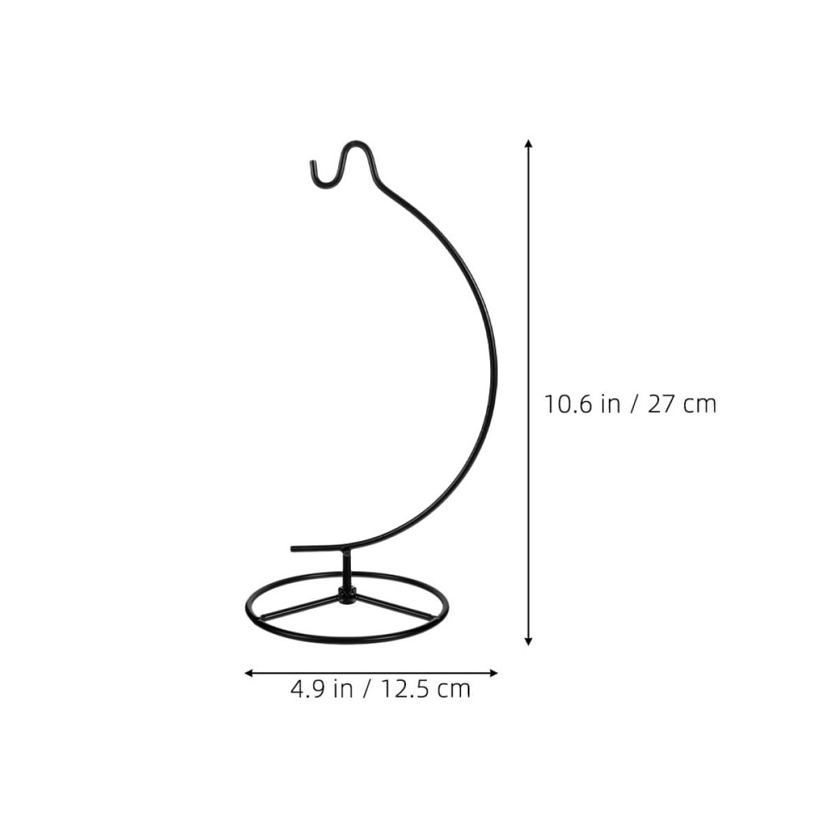 RUNROTOO 2pcs Moon-shaped Iron Hook Rack for Hanging Air Plant Holders and Micro Landscape Bottle Display Stands, Black Metal Ornament Display Hangers for Home Décor and Indoor Hanging Pots