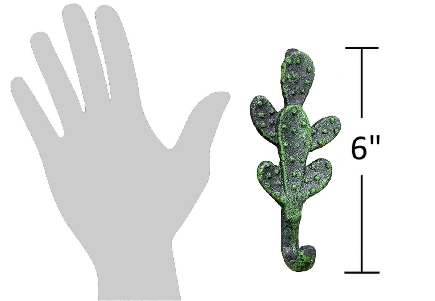 The Bridge Collection Cast Iron Cactus Hook for Wall - Metal Cactus Coat Rack for Southwestern, Desert, Boho Home Decor - Coat, Towel, Key Hook Prickly Pear Cactus Decor