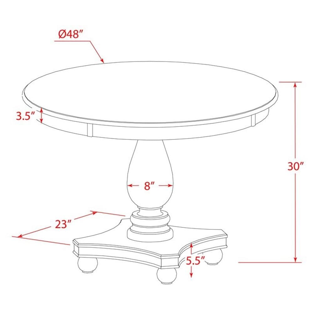 Luxe by East West Furniture FE2-07-TP Ferris Dining Table - a Round Wooden Table Top with Pedestal Base, 48x48 Inch, Distressed Jacobean