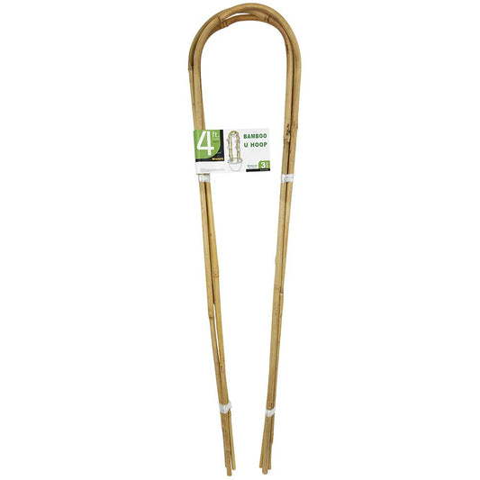 4 Feet Natural U-Hoops Bamboo, Mininfa Garden Trellis, Bamboo Trellis U-Shape for Plant Support - 3 Pack