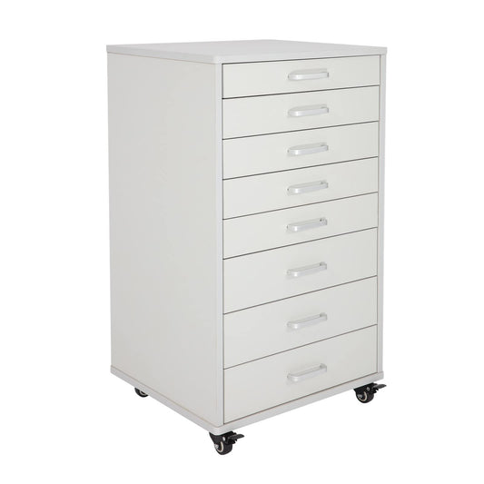 Medical Dental Assistant's Mobile Cabinet Alabama Cart Utility Cart 7 Drawer with Handle, Easy to Pull Out and Push Back. White