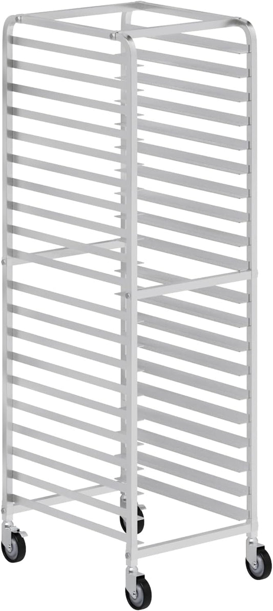 Express KitchQuip Commercial 20-Tier Bun Pan Baking Rack – NSF Certified Sheet Pan Rack with 2 Brake Wheels | Heavy Duty Aluminum Bakery Tray for Kitchen & Restaurant