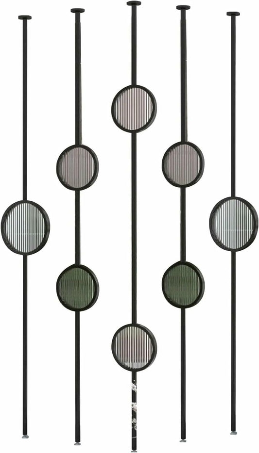 HCZKIUJ Metal Wall Partition Post Room Divider, Modern Partition Column Slats for Home Office Entryway, Portable Tile to Floor Privacy Screen Dividers (Style B Black)