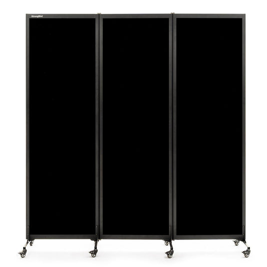 Upgrade Version Room Partition and Divider, Freestanding Rolling Dividers with Wheels,Office Privacy Screen Divider Wall,Classroom Felt Dividers,6'L* 6'7"H,3 Panel,Black