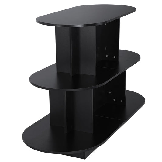 ASIEIT 3 Tier Wooden Oval Display Table Modern Standing Display Riser Shelf Retail Table for Stores Vendor Events 55in W x 23.6in D x 35in H (Black)