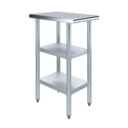 Stainless Steel Work Table with 2 Shelves | Metal Utility Table | Commercial & Residential NSF Utility (Stainless Steel Table with 2 Shelves, 30" Long x 24" Deep)