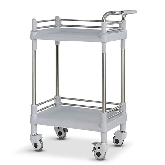 YGwnjqr Carts Trolley Movable Carts, Kitchen Storage Hand Trucks, 2-Tier Utility Rolling Cart for Medical,Stainless Steel and Abs Equipment Trolley with Handle/White/54X37X90Cm,