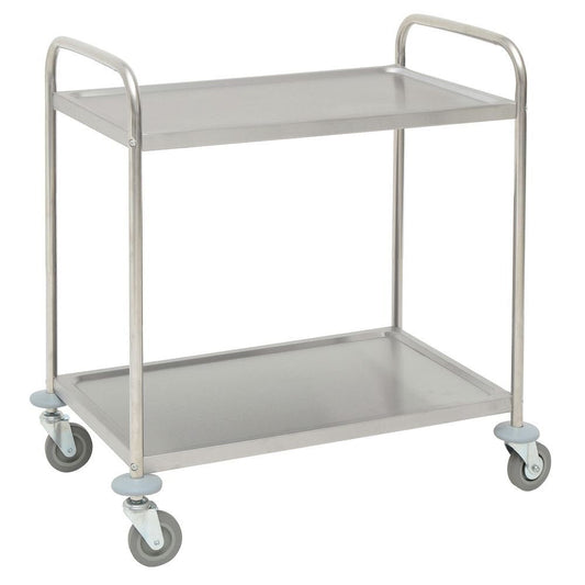 HUBERT Trolley Cart Stainless Steel 2 -Shelf - 31 9/10" L x 17 9/10" W x 33 5/8" H