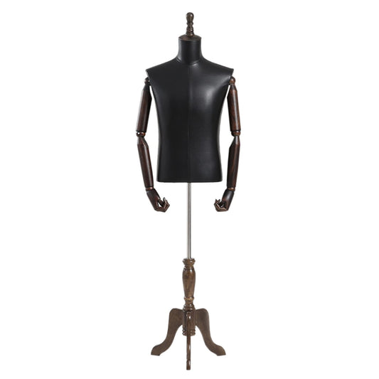 XYIANG Black Half Scale Manikin Premium Adjustable Clothing Forms Clothing Jewelry Display Mannequin Shows or Other Areas Dummy,Triangular Base-with Arms
