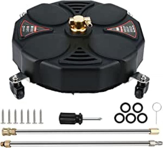 TRELVEX 13 Inch Surface Cleaner Pressure Washer Attachment with Wheels, with 2 Power Washer ExWands and 2 Replacement Nozzles, 3600 PSI