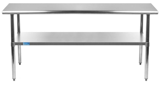 AmGood Stainless Steel Work Table with Undershelf | Food Prep NSF | Utility Work Station | (72" Length X 14" Width)