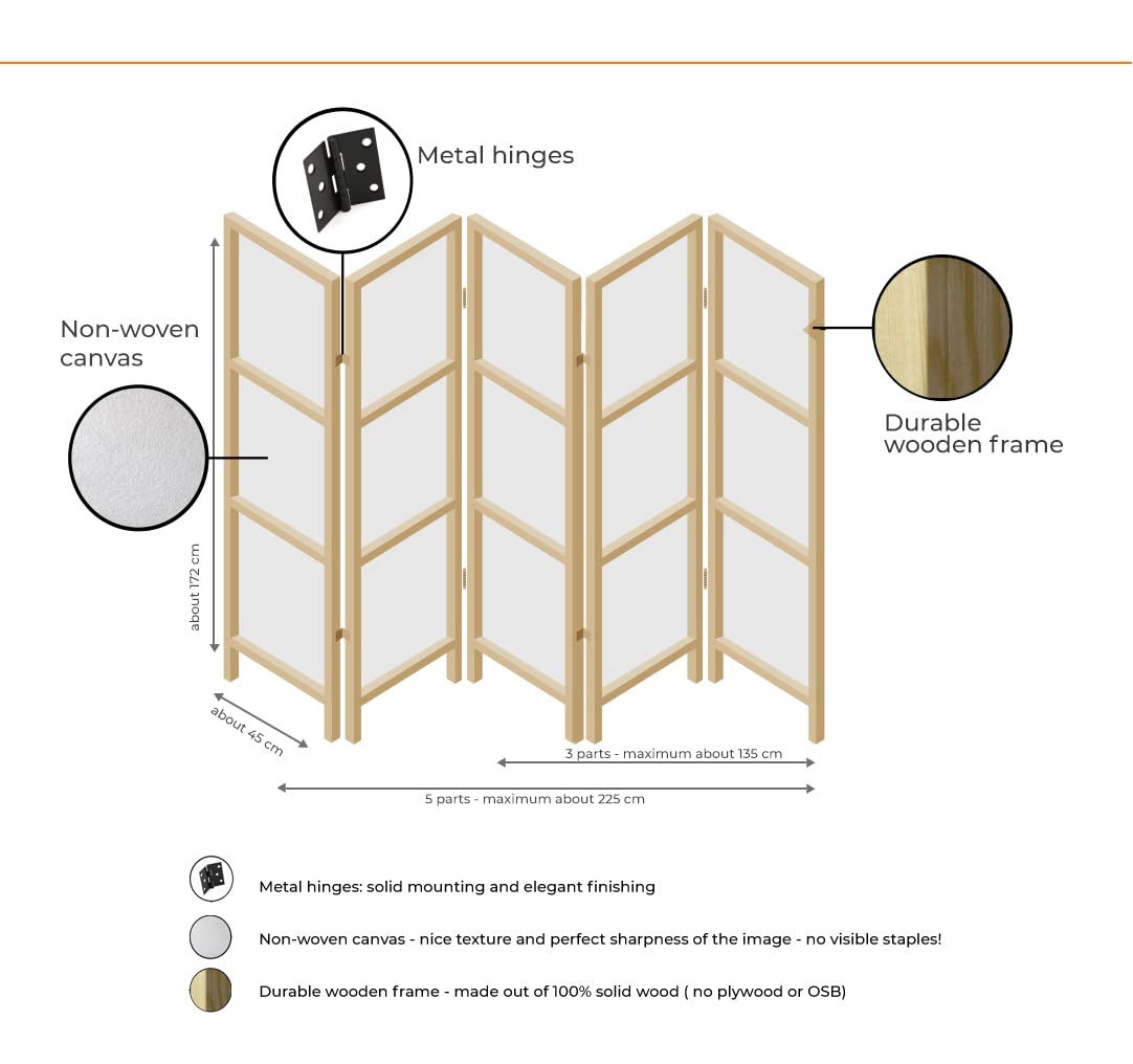 artgeist Japanese Room Divider XXL Flowers Magnolias 90 x 67 in - 5 Panel Folding Screen Japan Design Home Decoration Art Deco b-C-0389-z-c