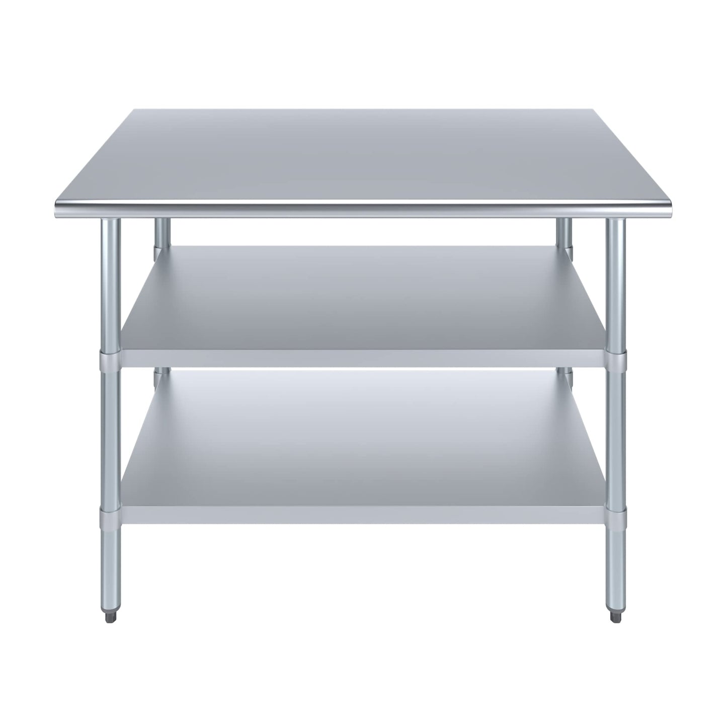 Stainless Steel Work Table with 2 Shelves | Metal Utility Table | Commercial & Residential NSF Utility (Stainless Steel Table with 2 Shelves, 48" Long x 30" Deep)