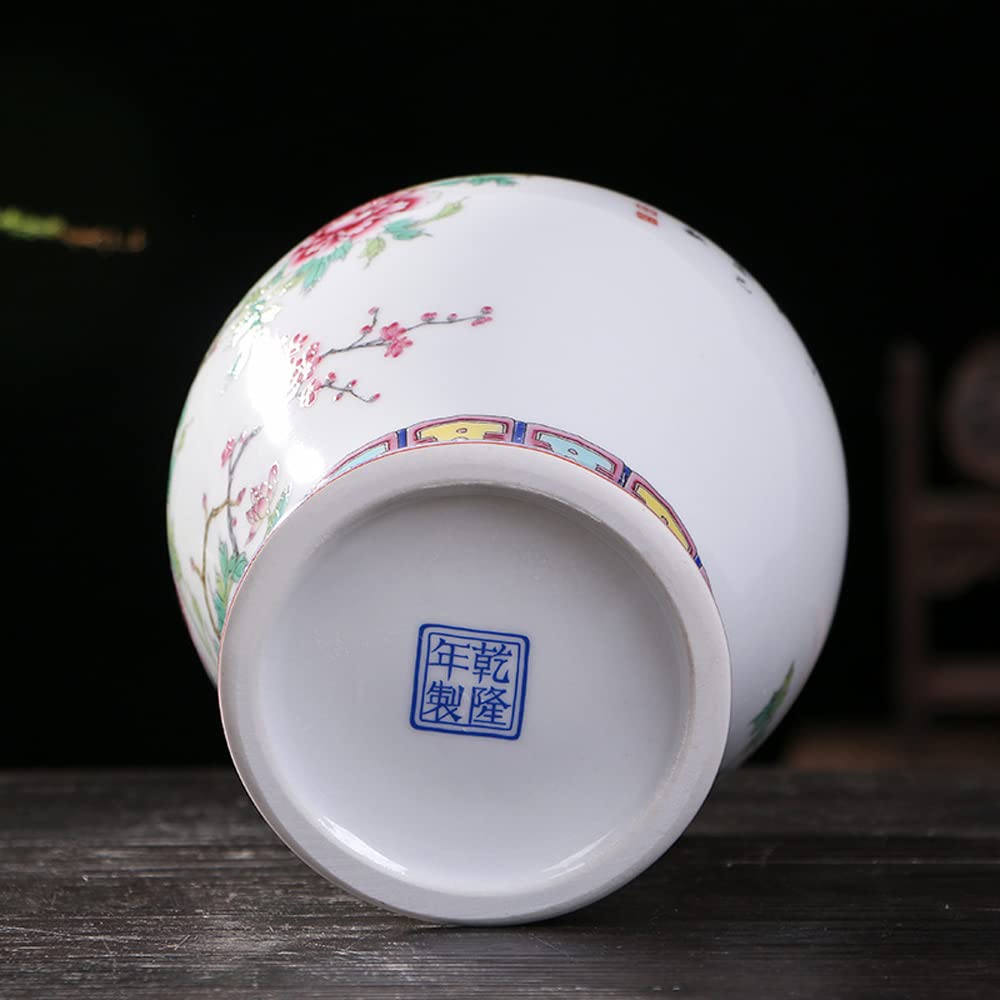 Ceramic Jar with Lid for Home Decor Traditional Chinese Flowers and Birdstemple Handcrafted Porcelain Vase