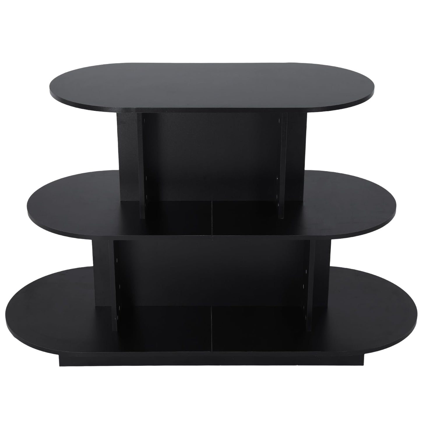 Hubxinly 3 Tier Wooden Oval Display Table Modern Standing Display Riser Shelf Retail Table for Stores Vendor Events 55in W x 23.6in D x 35in H