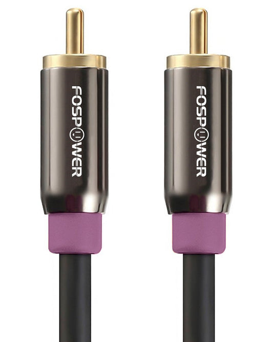 (15 24K FosPower Subwoofer Cable FT) RCA to RCA Audio Stereo Cable, Male to Male - Dual Shielded Cord | Gold Plated