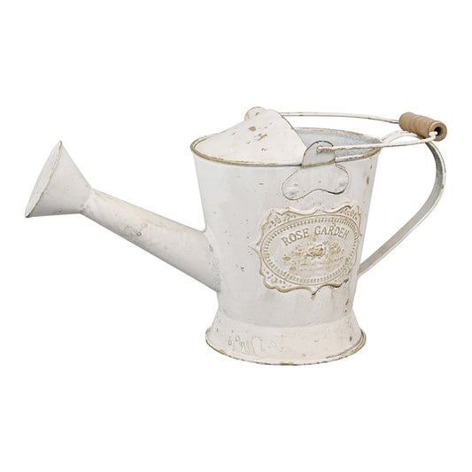 Zokyntrix Vintage Metal Watering Can with Wooden Handle, Watering Can for Indoor/Outdoor Plants, Shabby Chic Decor for Home Balcony Courtyard Garden White