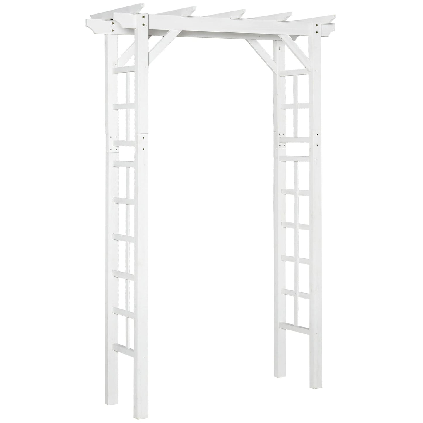 85" White Wooden Garden Arch with Trellis, Outdoor Arbor for Climbing Vines, Heavy Duty Wood Frame Trellis for Roses, Wisteria, Cucumbers, Backyard Patio Decor