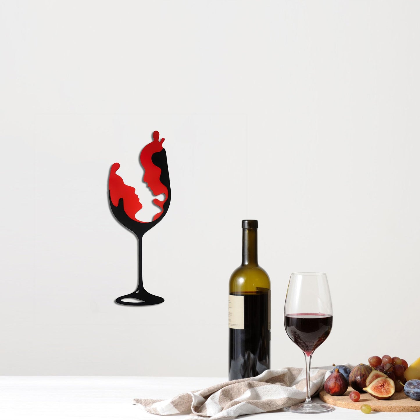Rajukit Elegant Metal Wine Wall Decor Art Versatile Kitchen & Bar Wall Sculpture for Home, Dining & Living Room Lightweight & Durable Design