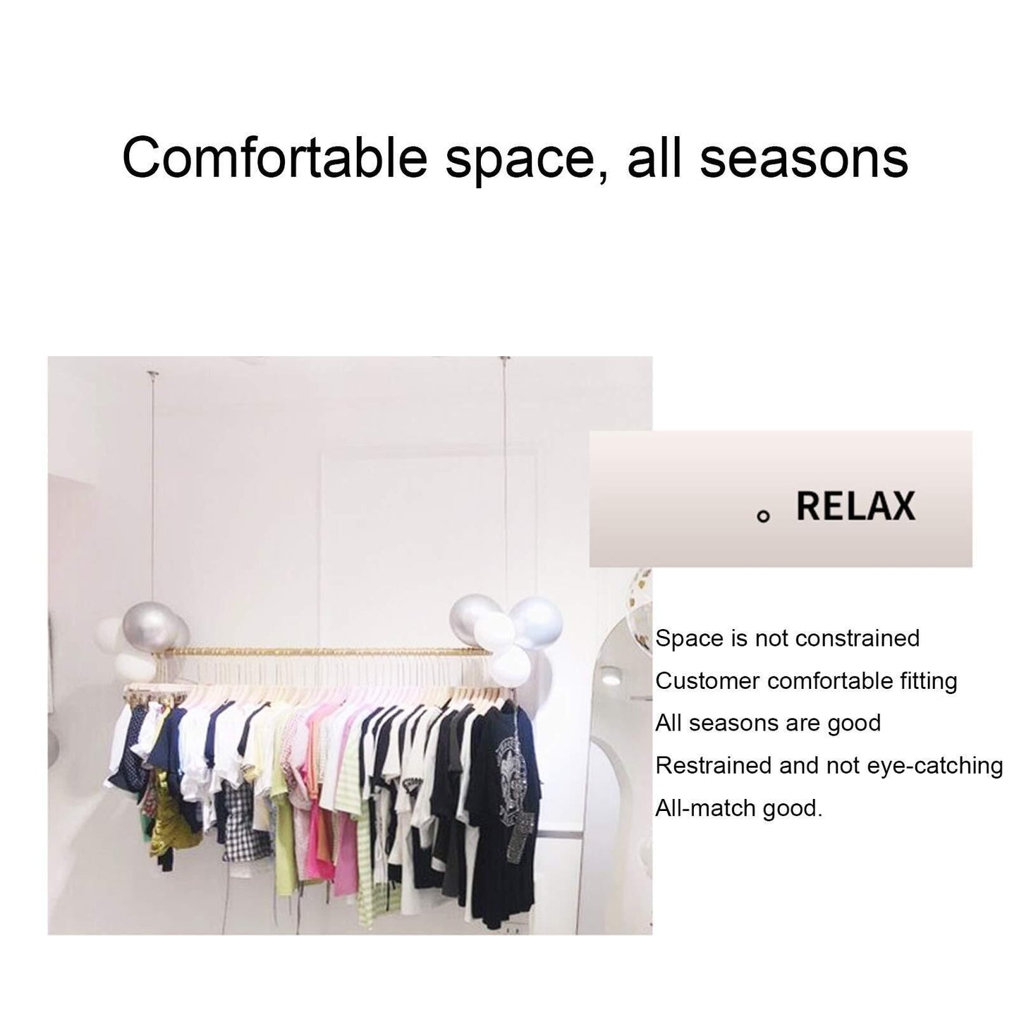 Height-Adjustable Metal Ceiling Clothing Rack, Commercial Display Storage Hanger, Retail Iron Garment Rack with Steel Wire, Ideal for Stores and Home Use(Gold,100Cm)
