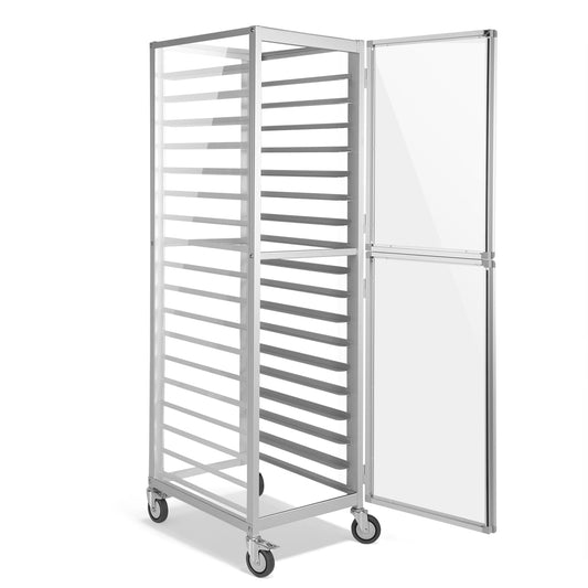 18 Tiers Bun Pan Rack with Wheels Aluminum Racking Trolley Storage NSF Listed Commercial Bakery Cart for Kitchen Home Bread Baking Equipment 18.5x24.6x70in