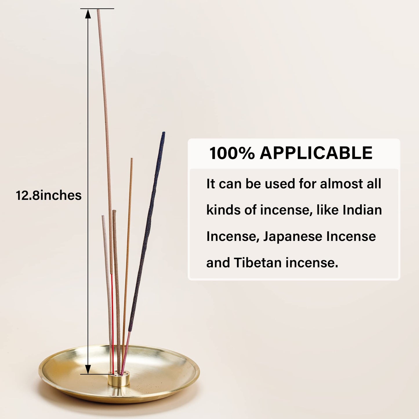 ZenBless 5 in 1 Incense Burner, Palo Santo Holder, Sage Holder, Incense Holder for Incense Sticks/Coil Incense/Incense Cones, 5.5 inches Brass Ash Catcher for Meditation Yoga Room