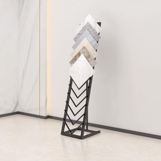 Tile Display Rack with 12 Card Slots, Store Display Rack, Freestanding Sample Display Stand, Organizer Shelf for Marble Slab/Wooden Boards/Door Sample, for Retail Stores/Trade Show, Black-40*50*160cm