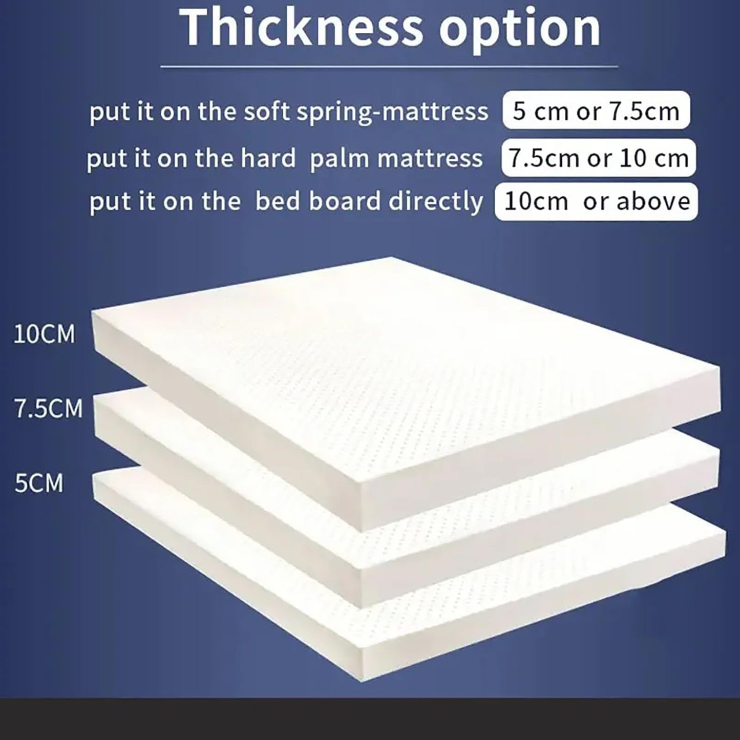 Natural Latex Mattress Topper - 3in Thick, Breathable & Comfortable Memory Foam, Ideal for 160×200cm (63×79in) Beds, Premium Sleep Solution for All Sleepers