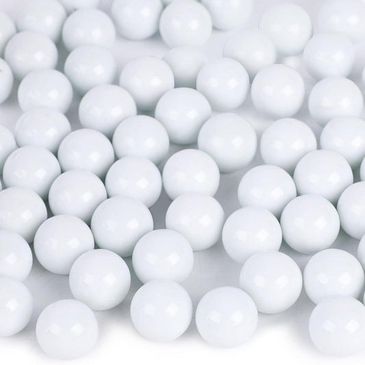 DomeStar 1LB Glass Marbles Bulk, 0.63 Inch White Glass Beads Marbles for Vases Home Decor