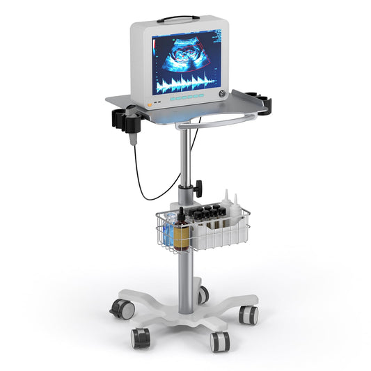 Medical Mobile Trolley Cart with Wheels - Height Adjustable Stainless Steel Dental Cart Rolling Desktop with 16.5"× 16.5" Large Tabletop for Dental Offices, Hospitals, Labs