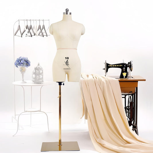 lavandeform Female Dress Model Torso Body Clothing Forms,Size 10 Professional Dress Form for Display and Tailor DesignSewing Mannequin Foam Body for Pinning. (Without Arms Beige, 10)