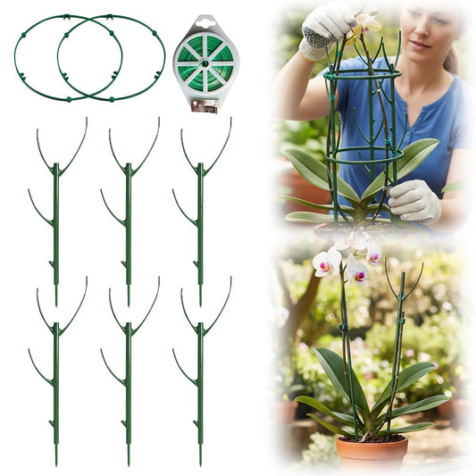 Plant Support Stakes, 6 Pack Plant Stakes for Indoor Plants, Stackable 2 Tier Durable Trellis Garden Poles for Outdoor Gardening, Plant Support Structures for Monstera Climbing Plants (Green-6Pack)