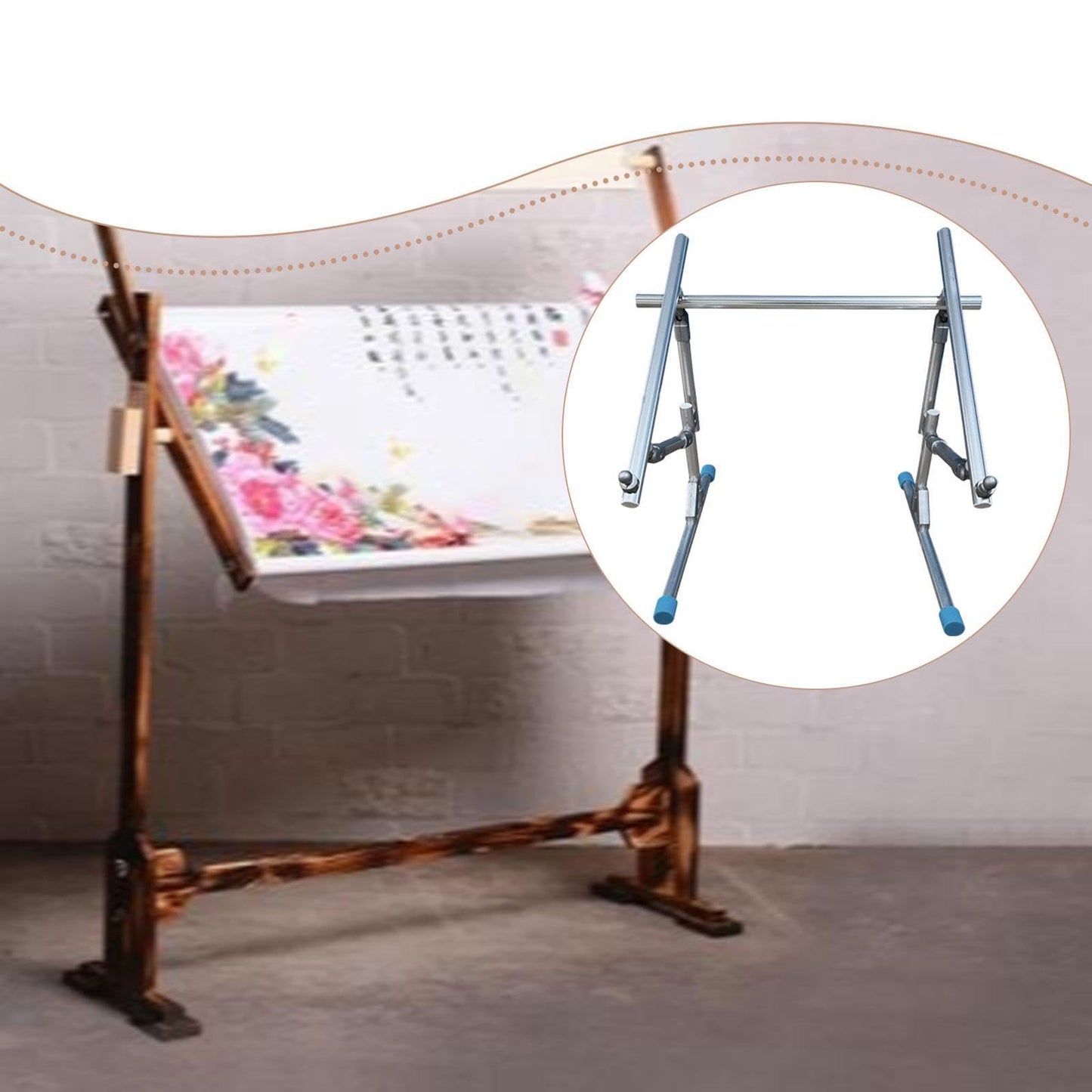KiBcsLic Embroidery Stitch Stand, Aluminum Alloy, Sturdy, Practical Adjustable, Floor Standing, Embroidery Frame Stand , 1 Bar