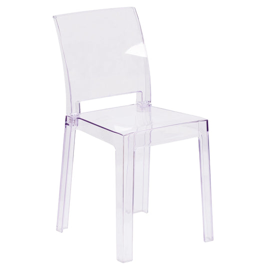 Flash Furniture McKenna 4 Pack Ghost Chair with Square Back in Transparent Crystal